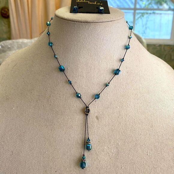 Dabby reid turquoise iridescent geometric crystals hematite color chain extender - Picture 1 of 5